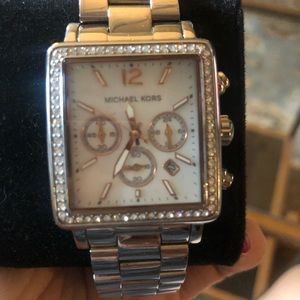 Michael Kors Hudson Watch Silver w/Rose Gold